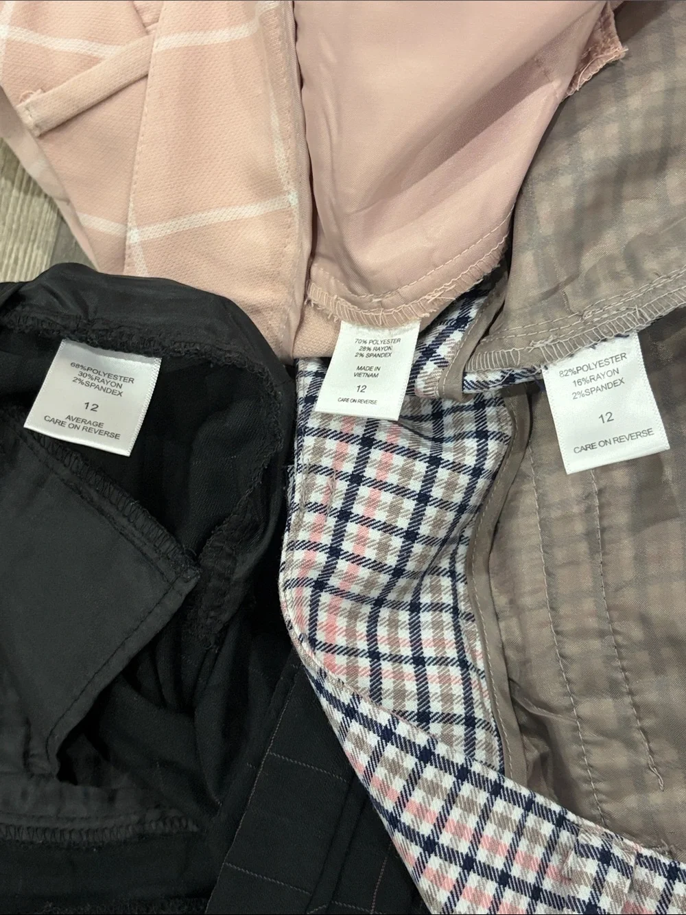 New York & Co 7th Ave Dress Pants Sz 12 Set of 3 Check Print Work Career Office